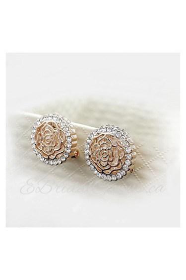 Women's Noble and Elegant Style of Peony Circular Hollow Diamond Earrings