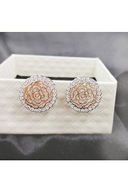 Women's Noble and Elegant Style of Peony Circular Hollow Diamond Earrings