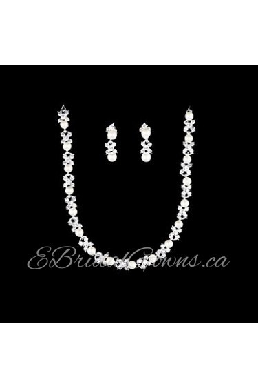 Jewelry Set Women's Wedding / Party / Daily Jewelry Sets Pearl / Alloy Necklaces / Earrings Silver