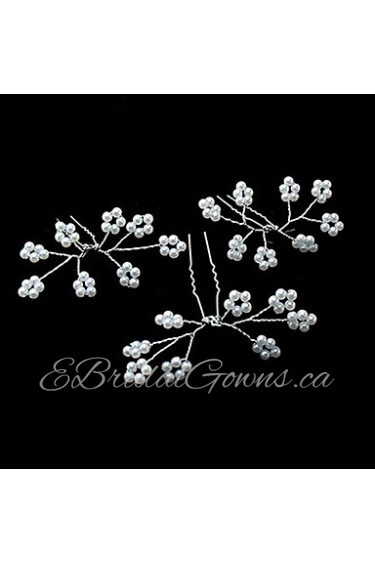 Women/Flower Girl Alloy/Imitation Pearl Hairpins With Wedding/Party Headpiece(3Pieces)
