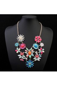 Fashion Necklaces For Women Fabric Acrylic Resin Flower Necklace Collar Statement Necklace Pendant