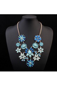 Fashion Necklaces For Women Fabric Acrylic Resin Flower Necklace Collar Statement Necklace Pendant