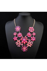 Fashion Necklaces For Women Fabric Acrylic Resin Flower Necklace Collar Statement Necklace Pendant