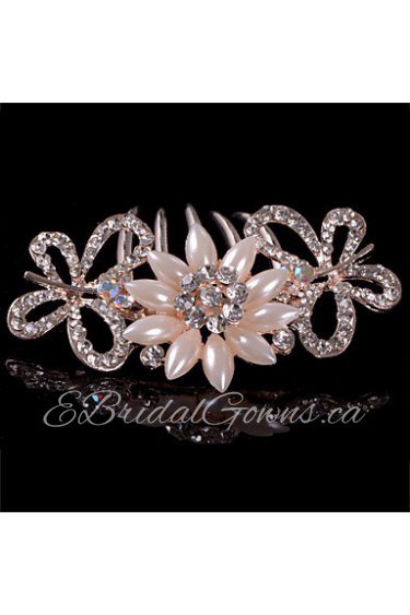 Alloy Hair Combs With Imitation Pearl/Rhinestone Wedding/Party Headpiece