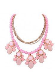 Low Price Elegant Resin Flower Crystal Pendant Bubble Choker Chunky Statement Bib Necklace