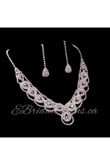 Ladies'/Women's Alloy Wedding/Party Jewelry Set With Rhinestone