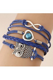 Women's European Style Fashion Retro Owl 8 Infinite Love Multilayer Charm Bracelet