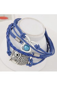 Women's European Style Fashion Retro Owl 8 Infinite Love Multilayer Charm Bracelet