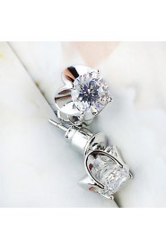 Women's Simple Style Four Petal Flower Type Zircon Hypoallergenic Earrings