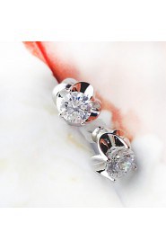 Women's Simple Style Four Petal Flower Type Zircon Hypoallergenic Earrings