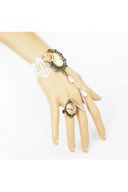 Beauty Head European Royal Rose Lace Bracelet Ring Set