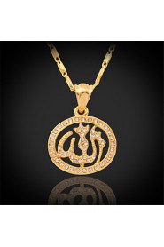 New Muslim Allah Pendant Necklace for Women 18K Real Gold Plated Rhinestone Crystal Islamic Jewelry