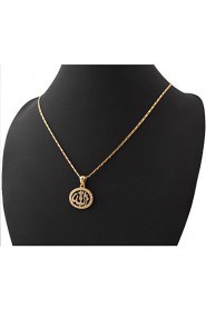 New Muslim Allah Pendant Necklace for Women 18K Real Gold Plated Rhinestone Crystal Islamic Jewelry