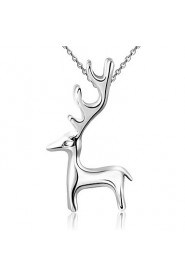 TOP Cute Real 925 Sterling Silver Sika Deer Pendant Animal Necklace Women Men Jewelry