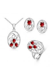 Fashion Round Shape Copper Silver Plated Zircon Foreign Trade Jewewlry Sets