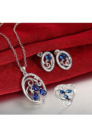 Fashion Round Shape Copper Silver Plated Zircon Foreign Trade Jewewlry Sets