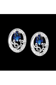 Fashion Round Shape Copper Silver Plated Zircon Foreign Trade Jewewlry Sets