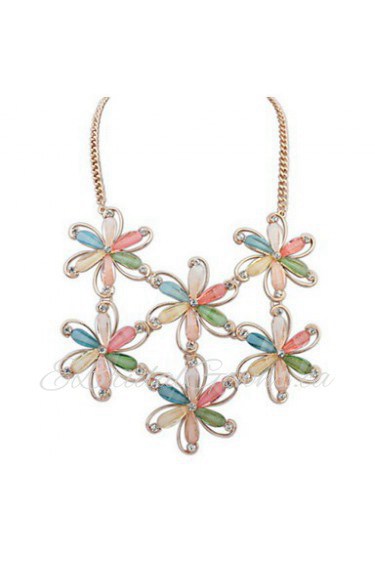 Statement Colorful Flower Rhinestone Necklace Women Anniversary Wedding Birthday Gifts