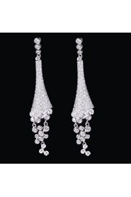 Gorgeous Platinum Plated With Cubic Zirconia Earrings