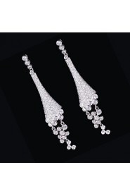 Gorgeous Platinum Plated With Cubic Zirconia Earrings