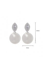 New Arrival Big Pearl Stud Earrings Classic Marquise Cut Cubic Zircon And Pearl Earrings For Women