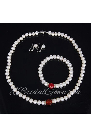 Jewelry Set Women's Birthday / Gift / Party / Special Occasion Jewelry Sets Pearl Necklaces / Bracelets / Earrings As the Picture