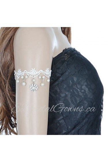 Fashion Lace Inlay Diamond Flower Pearl Bracelet