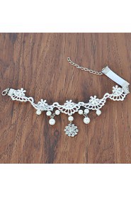 Fashion Lace Inlay Diamond Flower Pearl Bracelet