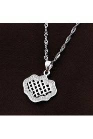 Classic Hollow Lucky Lock Pendant Necklace Shinning Real 925 Silver Chain Charms Rhinestone Women Jewelry