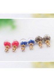 Super Brand Simulated Pearl Double Sided Round Balls Colorful Statement Stud Earrings Wedding Jewelry Women