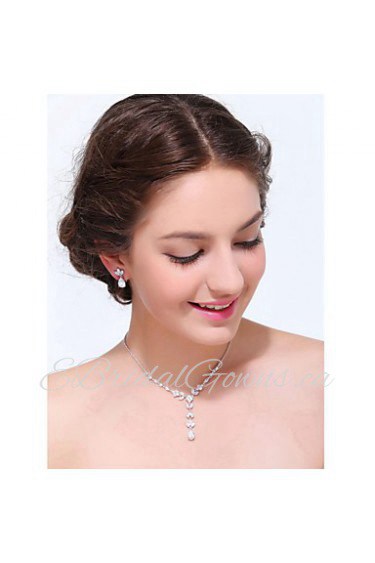 Women's Silver Alloy Crystal Rhinestone Cubic Zirconia Jewelry Set