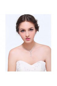 Women's Silver Alloy Crystal Rhinestone Cubic Zirconia Jewelry Set