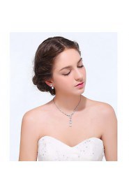 Women's Silver Alloy Crystal Rhinestone Cubic Zirconia Jewelry Set