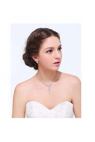 Women's Silver Alloy Crystal Rhinestone Cubic Zirconia Jewelry Set