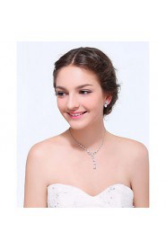 Women's Silver Alloy Crystal Rhinestone Cubic Zirconia Jewelry Set