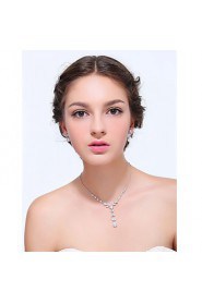 Women's Silver Alloy Crystal Rhinestone Cubic Zirconia Jewelry Set