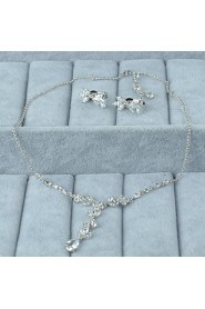 Women's Silver Alloy Crystal Rhinestone Cubic Zirconia Jewelry Set