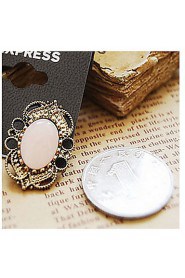 Retro Court Style Hollow Lace Precious Stone Stud Earrings