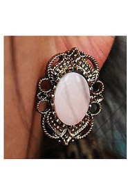 Retro Court Style Hollow Lace Precious Stone Stud Earrings