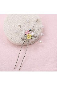 Women's / Flower Girl's Crystal / Alloy / Imitation Pearl / Resin Headpiece-Wedding / Special Occasion Hair Pin 2 Pieces