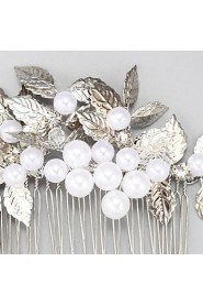 Women's / Flower Girl's Alloy / Imitation Pearl Headpiece-Wedding / Special Occasion Hair Combs 1 Piece Silver Round