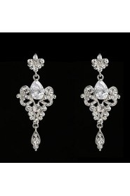 Vintage Women's Earrings Crystal Diamond Silver Earring For Wedding Bridal