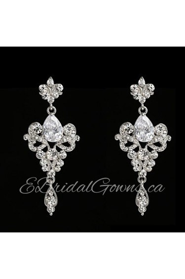 Vintage Women's Earrings Crystal Diamond Silver Earring For Wedding Bridal