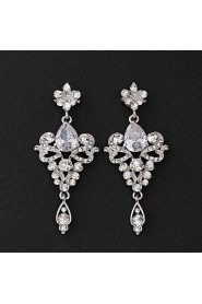 Vintage Women's Earrings Crystal Diamond Silver Earring For Wedding Bridal