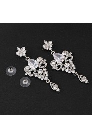 Vintage Women's Earrings Crystal Diamond Silver Earring For Wedding Bridal