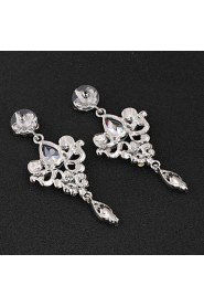 Vintage Women's Earrings Crystal Diamond Silver Earring For Wedding Bridal