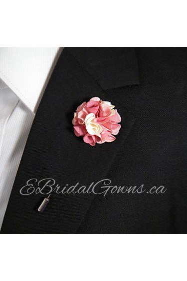 Men's Casual Pink And White Silk Goods Brooch