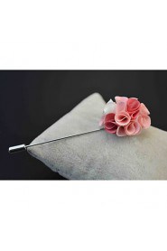 Men's Casual Pink And White Silk Goods Brooch