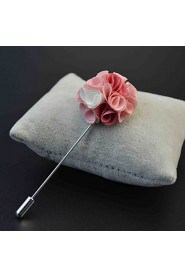 Men's Casual Pink And White Silk Goods Brooch