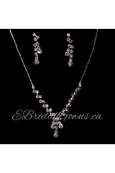 Women's/Ladies' Alloy Wedding/Party Jewelry Set With Rhinestone